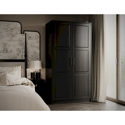 Palace Imports 100% Solid Wood 2-Door Urban Wardrobe Armoire with Solid and Mirrored Doors