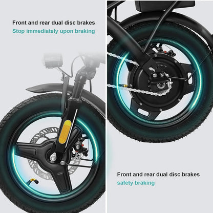Electric Bike for Adults Teens Folding E-Bike Commuter City Foldable ebike Motor 48V 24MPH