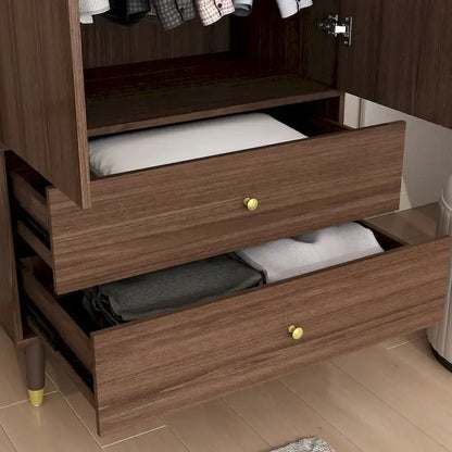Wardrobe Closet Armoire with 2 Doors Wooden Clothes Storage Cabinet