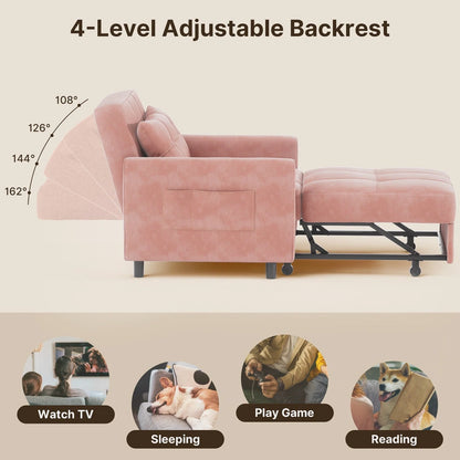 3-in-1 Adjustable Sleeper Sofa Bed, Pull Out Chair Sofa, Convertible Folding Bed for Living Room